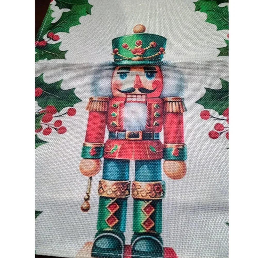 Red Nutcracker Table Runner Green Christmas Decor Holiday Soldier Xmas Cloth 72